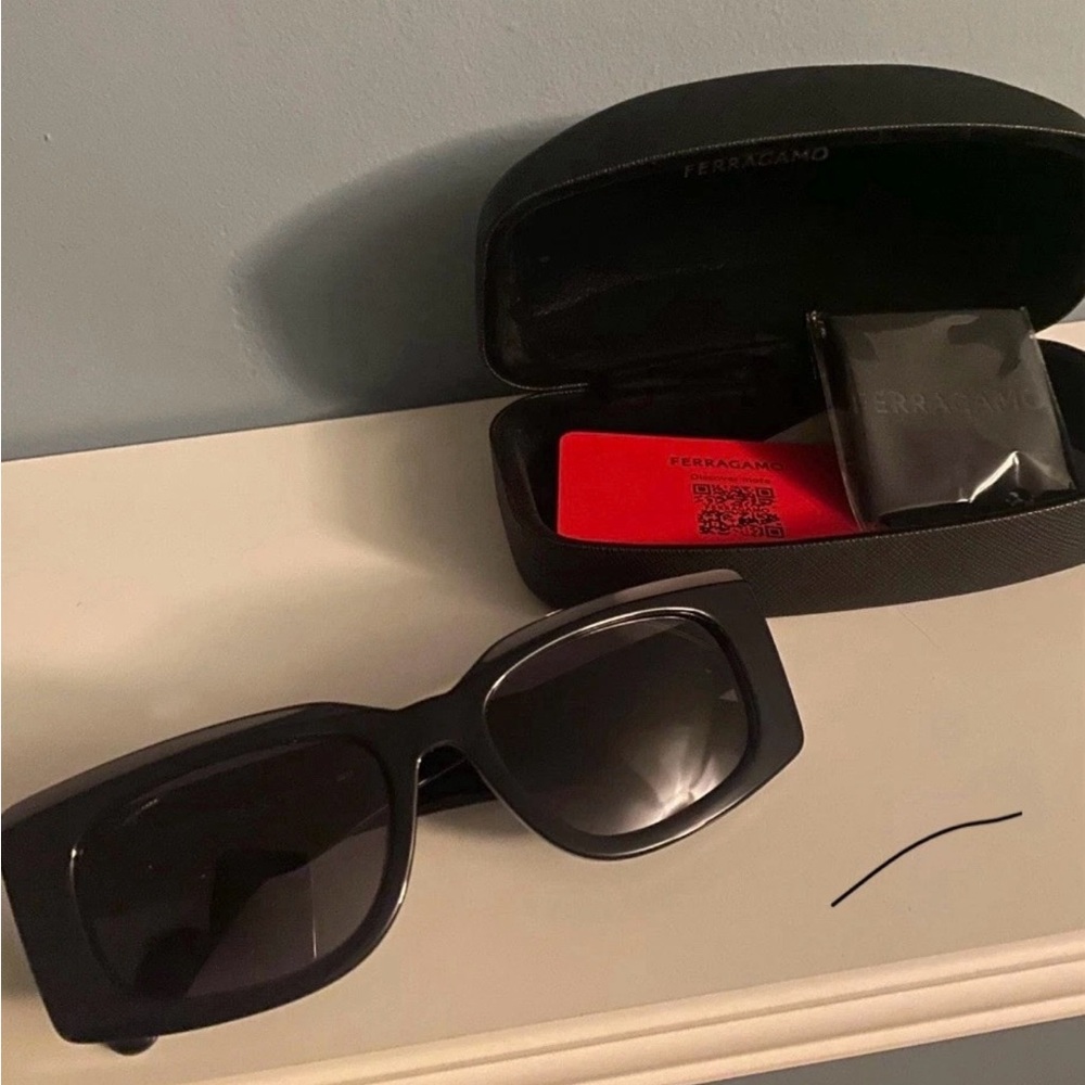 SOLD! Salvatore Ferragamo Black Rectangular Sunglasses